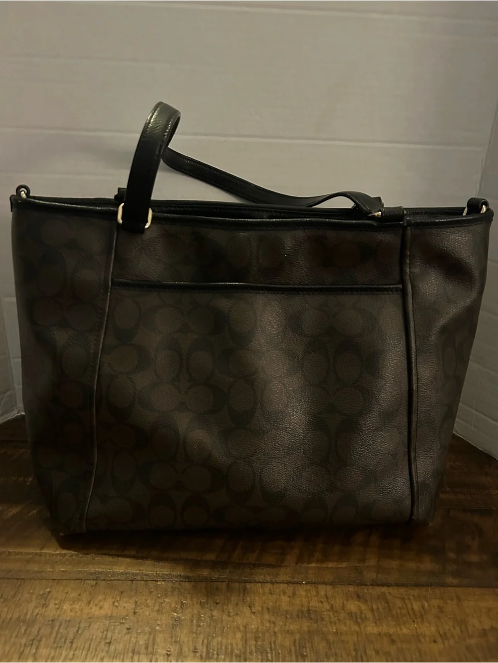 Coach Brown Signature Canvas Tote with Gold Logo